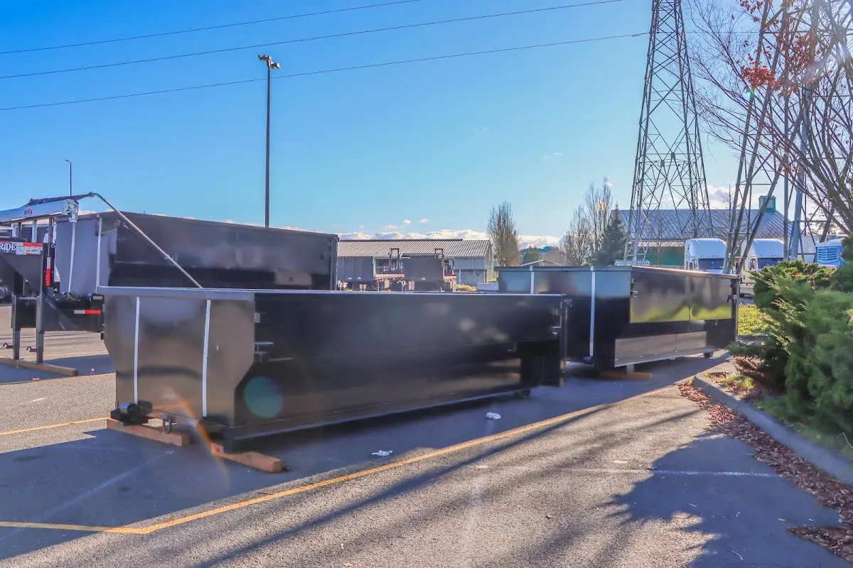 Roll-off dumpster ready for waste disposal at job site for Cleanout Dumpster Rental in Kentwood